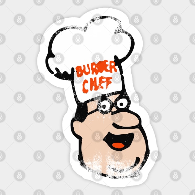 Distressed - Retro Burger Chef Mascot - Chef Sticker by EverGreene